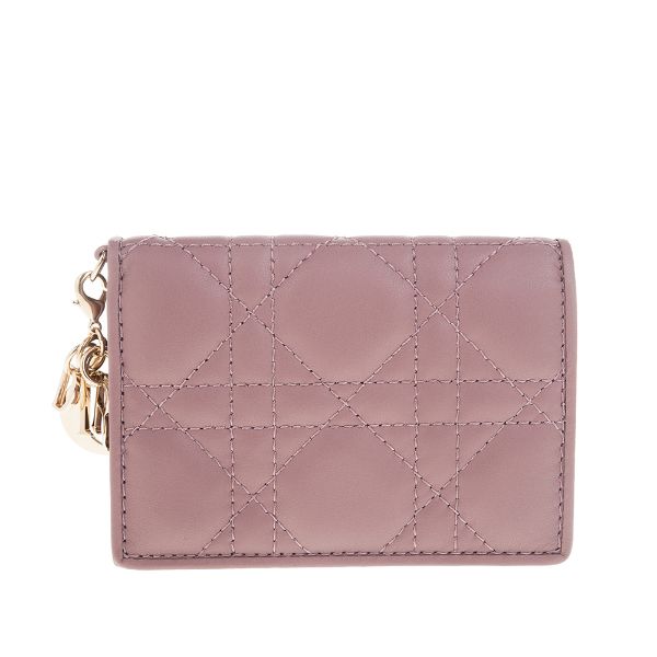 圖片 DIOR 新款Cannage 藤格紋圖案羊皮LADY DIOR 翻蓋卡片包 (紫色)