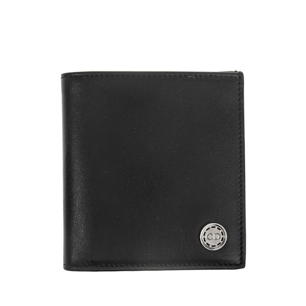 圖片 DIOR 經典CD LOGO小圓牌男款牛皮八卡短夾 (黑色)