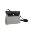 圖片 HERMES 愛馬仕 經典Mini Herbag 20cm 帆布斜背包 (黑色/銀釦)
