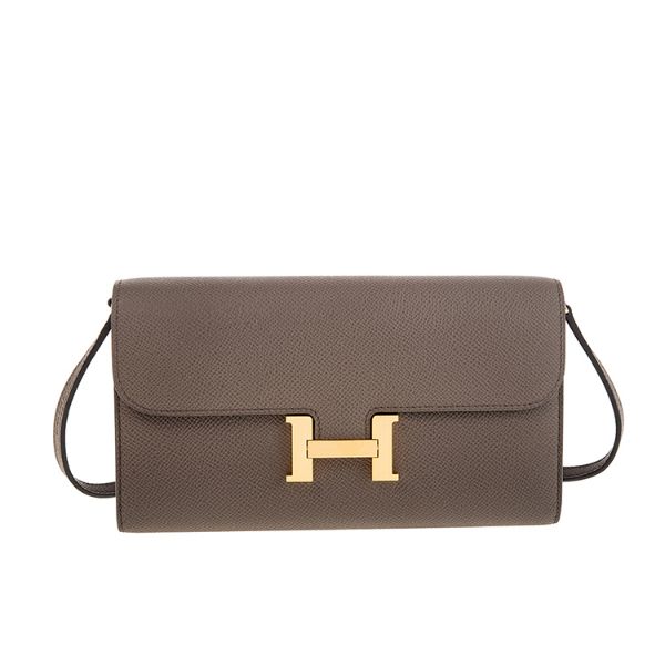 圖片 HERMES 愛馬仕 經典Constance To Go 牛皮長夾/斜背金釦兩用包 (大象灰)