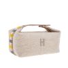 圖片 HERMES 愛馬仕 新款 Bride-a-Brac case帆布格紋提把收納手提包 (米膚色/小號)