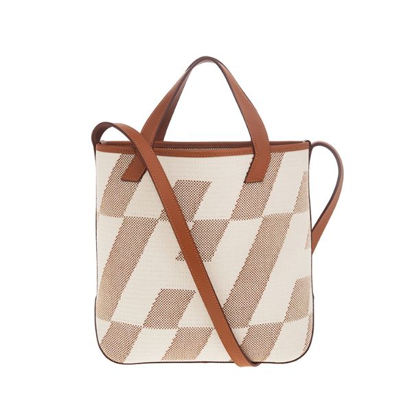 圖片 HERMES 愛馬仕 經典Cabas H en Biais 27cm 斜體H手提/斜背兩用包 (駝色)