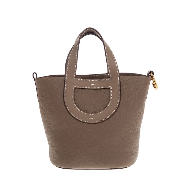 圖片 HERMES 愛馬仕 經典In The Loop 18cm TC/SW 牛皮手提包(18大象灰/B刻/金釦)