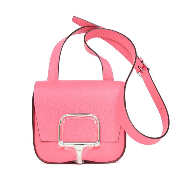 圖片 HERMES 經典Della Cavalleria mini Epsom牛皮斜背包 (8W杜鵑花色/銀釦)