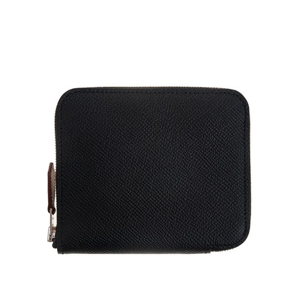 圖片 HERMES 經典Silk In Compact EPSOM 小牛皮拉鍊絲巾短夾 (NOIR/CASSIS-VERT)