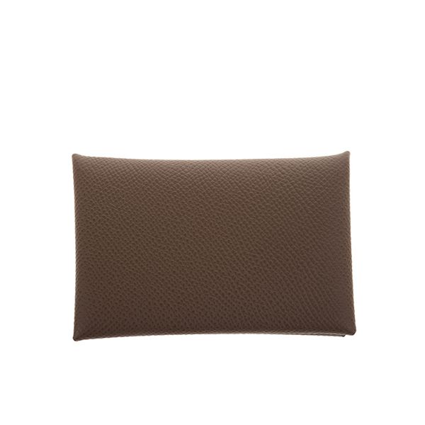 圖片 HERMES 經典牛皮Calvi釦式對開卡片夾 (大象灰)