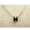 圖片 HERMES 經典Mini Pop H pendant 立體橢圓簍空項鍊 (黑/金鍊)