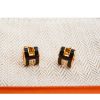 圖片 HERMES 愛馬仕 經典Pop H立體簍空橢圓LOGO耳環 (小/黑色/淺金)
