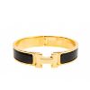 圖片 HERMES 經典Clic H LOGO PM 細版金色手環 (黑色/PM)