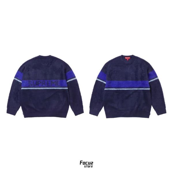 Supreme Brushed Stripe Sweater Navy