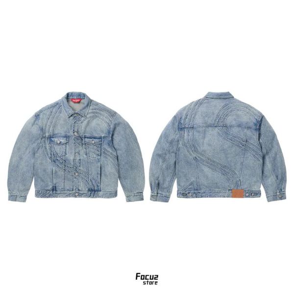 Supreme S Logo Denim Trucker Jacket Teal