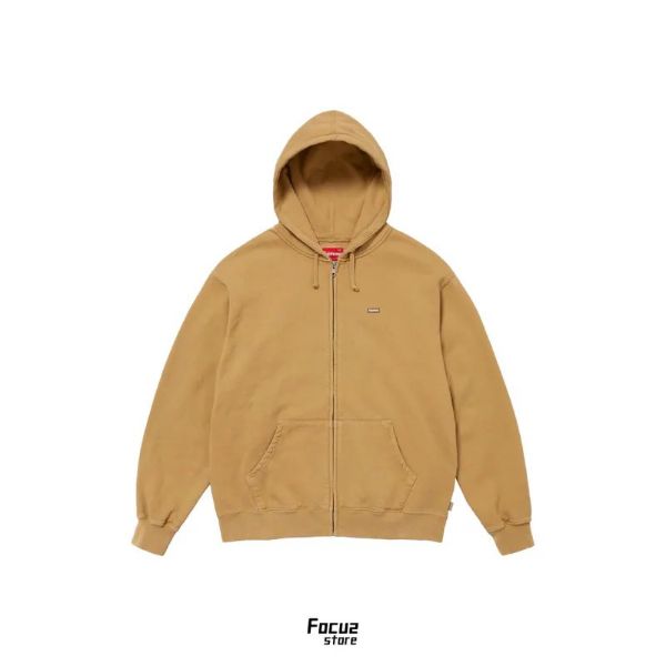 Supreme Small Box Zip Up Hooded Sweatshirt Dark Tan