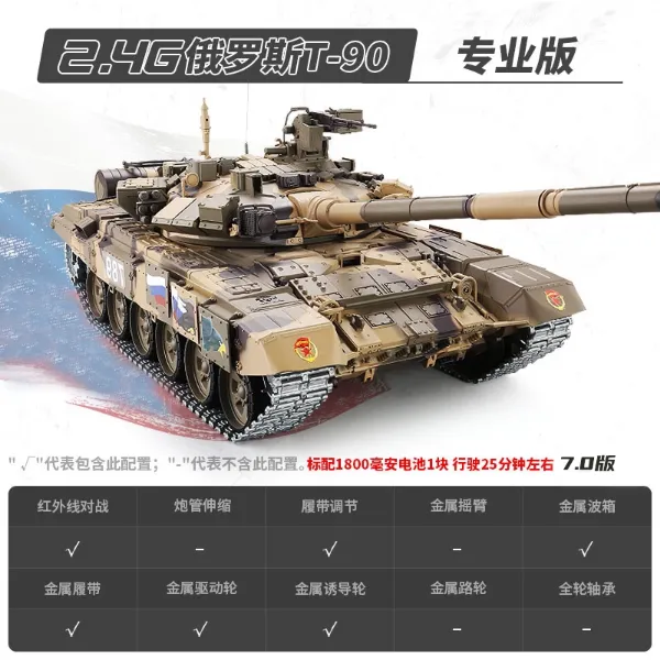 圖片 [酷飛] 恆龍遙控坦克T90超大履帶式金屬電動對戰越野男孩玩具戰車遙控車專業版