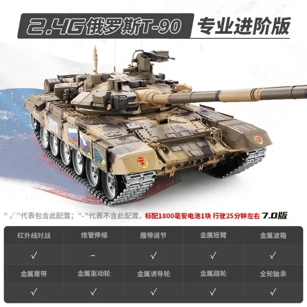 圖片 [酷飛] 恆龍遙控坦克T90超大履帶式金屬電動對戰越野男孩玩具戰車遙控車專業進階版