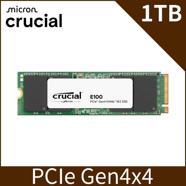 圖片 美光 Micron E100 1TB/Gen4 PCIe 4.0/讀5000/寫4500/QLC【五年保】