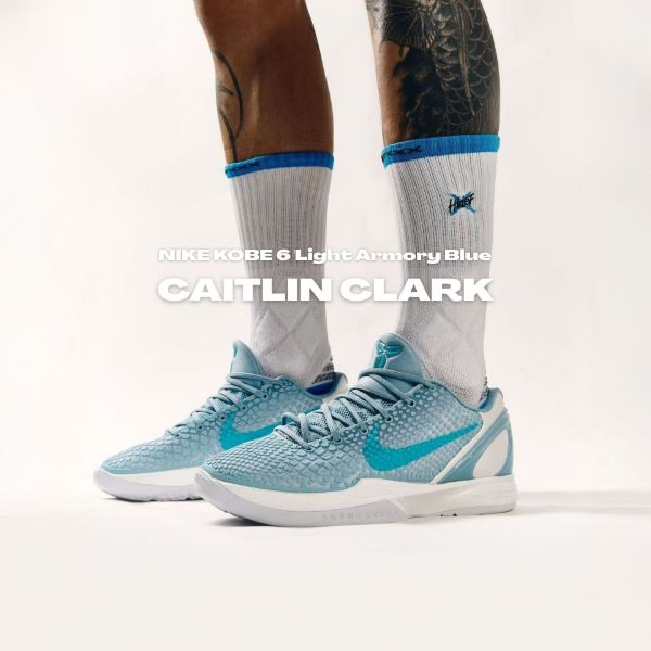 NICEDAY 代購 CAITLIN CLARK x NIKE KOBE 6 水藍 聯名 WNBA 紀念款 灰藍色 實戰 籃球鞋 IO3672-400