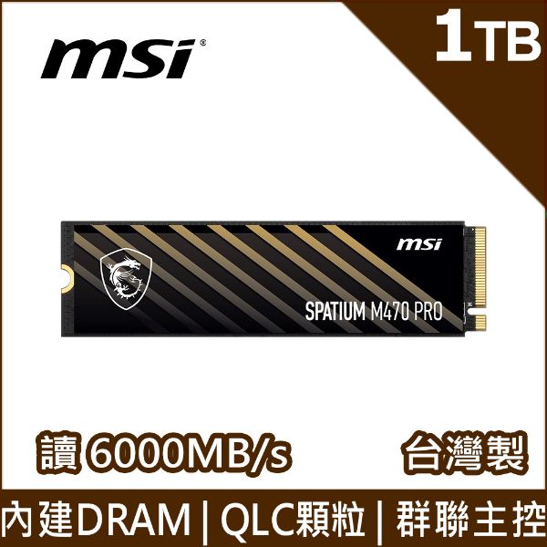 圖片 MSI 微星 M470PRO 1TB/Gen4/讀6000/寫4500/QLC顆粒【五年保】
