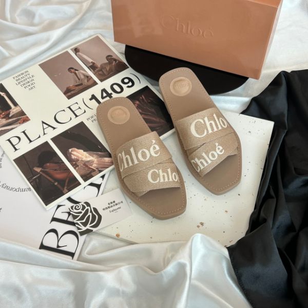 圖片 Chloé Woody 奶茶色穆勒拖鞋