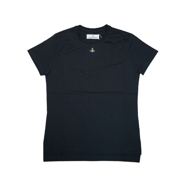 圖片 Vivienne Westwood 棉質彩色刺繡星球logo圓領女短T(黑)