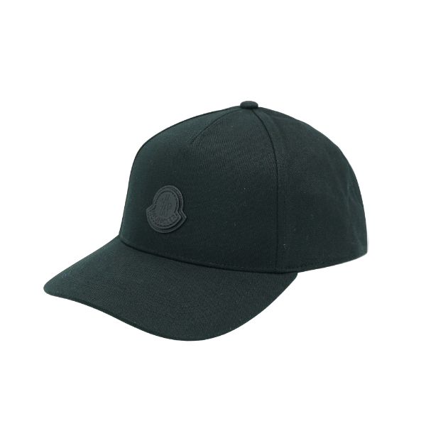 圖片 Moncler 品牌皮標棉布棒球帽(黑)