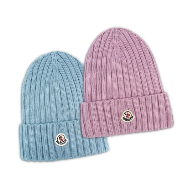 圖片 Moncler 品牌徽標羊毛螺紋針織毛帽(多色)