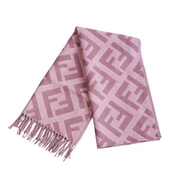 圖片 Fendi FF logo 羊絨流蘇圍巾(FXT260-粉紫)
