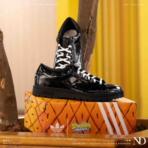 NICEDAY 代購 海綿寶寶 x Adidas Stan Smith Freizeit 黑色 黑 皮革 聯名款 皮鞋 JQ6779