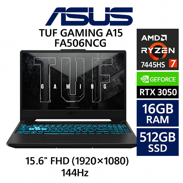 圖片 ASUS 華碩 TUF Gaming A15 FA506NCG-0102B7445HS (AMD R7 7445HS/16GB/512G PCIe/RTX 3050/15.6/W11)🎈送保護套/滑鼠墊/鍵盤膜🎈