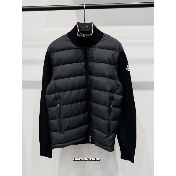 圖片 Moncler 經典手臂小logo 半羽絨 黑色 立領 外套