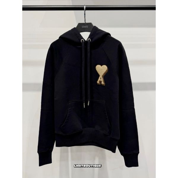 圖片 Ami新款 泰迪熊 大愛心設計 黑色 長袖 帽t