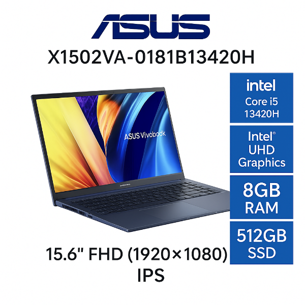 圖片 ⭐️ASUS Vivobook 15 X1502VA-0181B13420H 午夜藍 華碩高效戰鬥筆電/i5-13420H/8GB/512G PCIe/15.6吋 FHD/W11⭐️