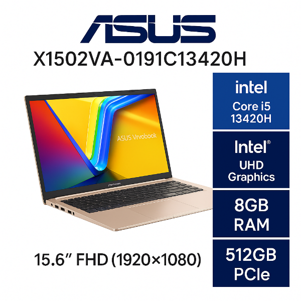 圖片 ⭐️ASUS Vivobook 15 X1502VA-0191C13420H 金 華碩高效戰鬥筆電/i5-13420H/8GB/512G PCIe/15.6吋 FHD/W11⭐️