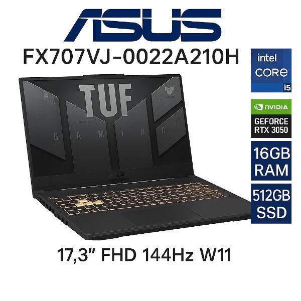 圖片 ⭐️ASUS TUF Gaming F17 FX707VJ-0022A210H 機甲灰 華碩軍規電競筆電/Core 5-210H/RTX3050 6G/16GB/512GB PCIe/17吋 FHD+ 144Hz/W11/含TUF電競滑鼠⭐️