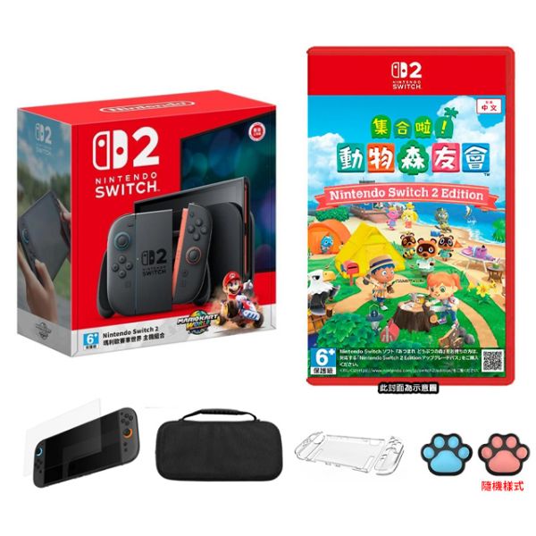 圖片 【任天堂】NS2 SWITCH2 主機 動物森友會瑪利歐賽車組合 台灣公司貨 保固一年
