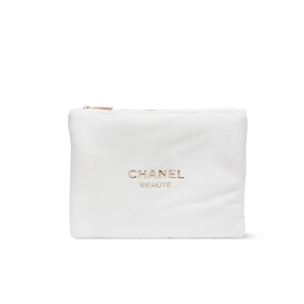 圖片 CHANEL 香奈兒美妝 2024聖誕暖冬白色雪絨收納袋/化妝包