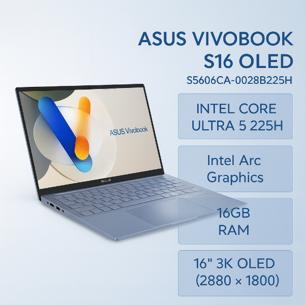 圖片 ⭐️ASUS 華碩Vivobook S16 OLED 16吋AI輕薄OLED筆電藍色(Ultra 5 225H/16GB/1TB/WIN11/S5606CA-0028B225H)⭐️