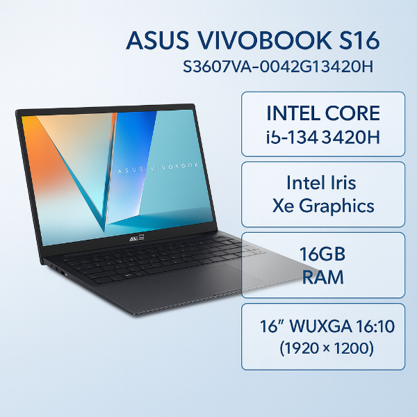 圖片 ⭐️ASUS 華碩Vivobook S16 S3607VA-0042G13420H 夜幕灰(i5-13420H/8G+8G/512G/16吋WUXGA/W11)效能筆電⭐️