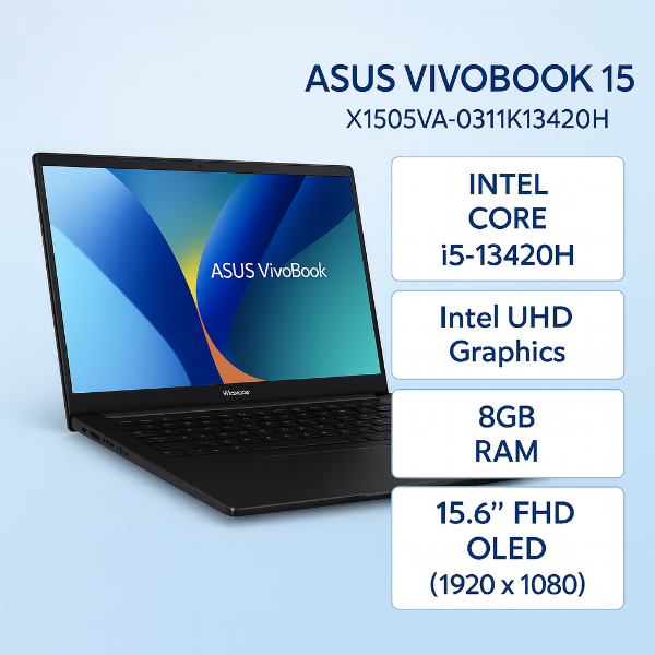 圖片 ⭐️ASUS Vivobook 15 OLED X1505VA-0311K13420H 搖滾黑 華碩13代OLED輕薄高效戰鬥筆電/i5-13420H/8GB/512G PCIe/15.6吋 FHD OLED/W11/⭐️