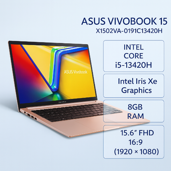 圖片 ASUS 華碩Vivobook 15 15.6吋效能筆電蜜誘金色(i5-13420H/8GB/512GB/WIN11/X1502VA-0191C13420H)🎈送保護套/滑鼠墊/鍵盤膜🎈
