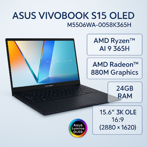 圖片 ⭐️ASUS 華碩Vivobook S15 OLED 15.6吋AI筆電黑色(Ryzen AI 9 365/24GB/512GB/WIN11/M5506WA-0058K365H)⭐️