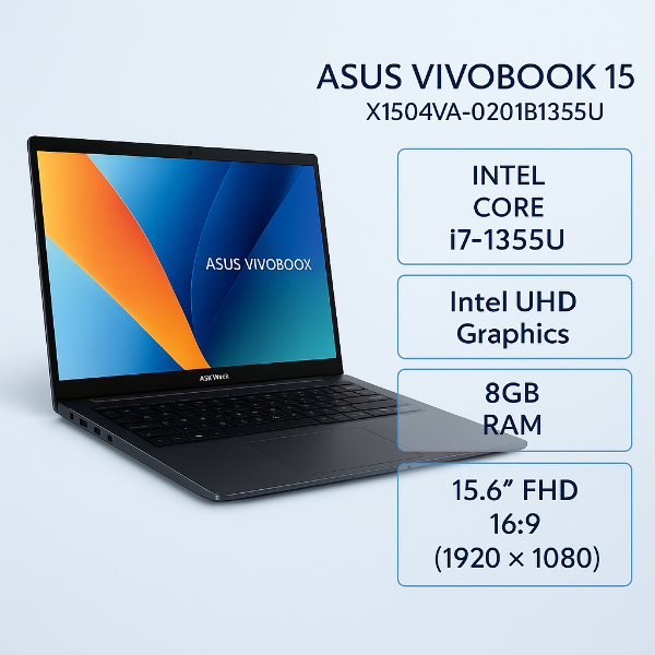圖片 ASUS 華碩Vivobook 15 15.6吋效能筆電藍色(i7-1355U/8GB*2/1TB/WIN11/X1504VA-0201B1355U)🎈送保護套/滑鼠墊/鍵盤膜🎈
