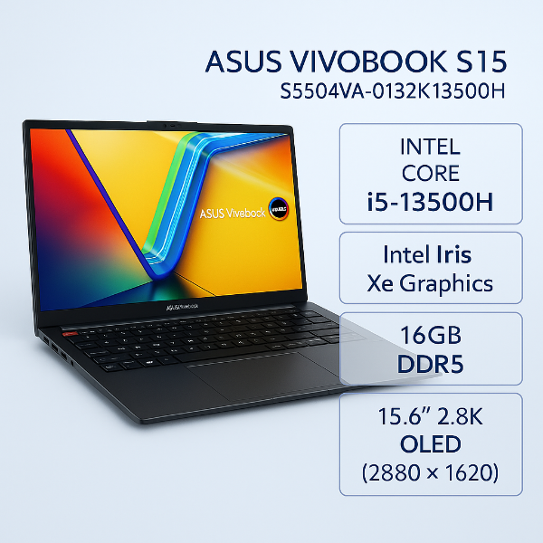 圖片 ⭐️ASUS Vivobook S15 OLED S5504VA-0132K13500H 午夜黑 華碩OLED輕薄高效筆電/i5-13500H/Iris Xe/16GB DDR5/512GB PCIe/15.6吋 2.8K OLED/W11/含原廠包包及滑鼠⭐️
