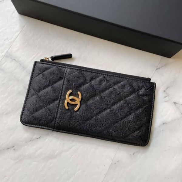 圖片 Chanel 23c黑金荔枝大C手機扁夾