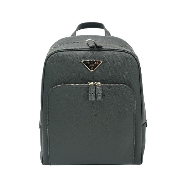圖片 Prada Saffiano皮革琺瑯金屬標誌後背包(2VZ102-黑)