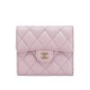 圖片 Chanel 粒紋牛皮淡金雙C釦式三折短夾(AP0231-粉)