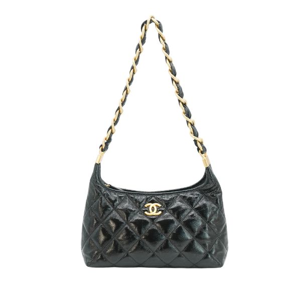圖片 Chanel 油臘羊皮粗鍊肩背Hobo包(AS4912-黑)