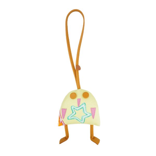 圖片 Hermes Petit H 貓頭鷹造型絲質布吊飾(淡黃)