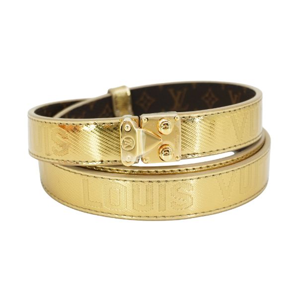 圖片 Louis Vuitton 展示品 Serrures 20 字花帆布拼牛皮金扣皮帶(M8892Z-金)