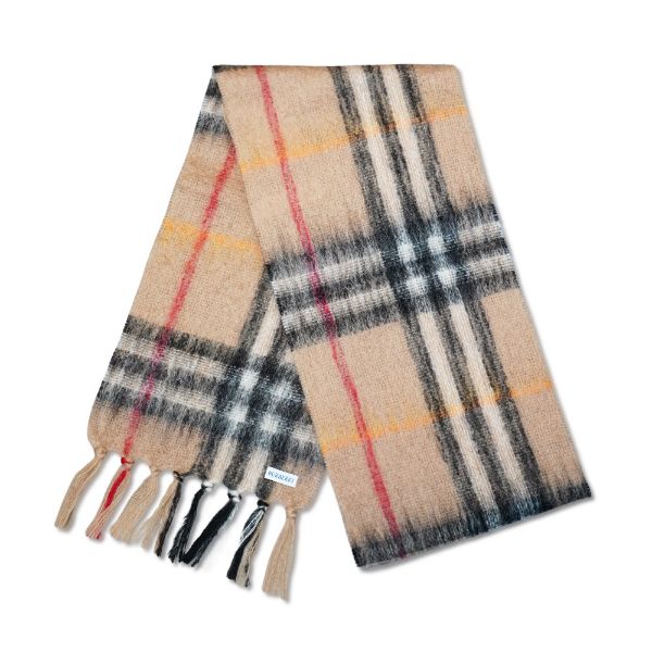 圖片 Burberry 馬海毛流蘇格紋圍巾(8112967-沙色)