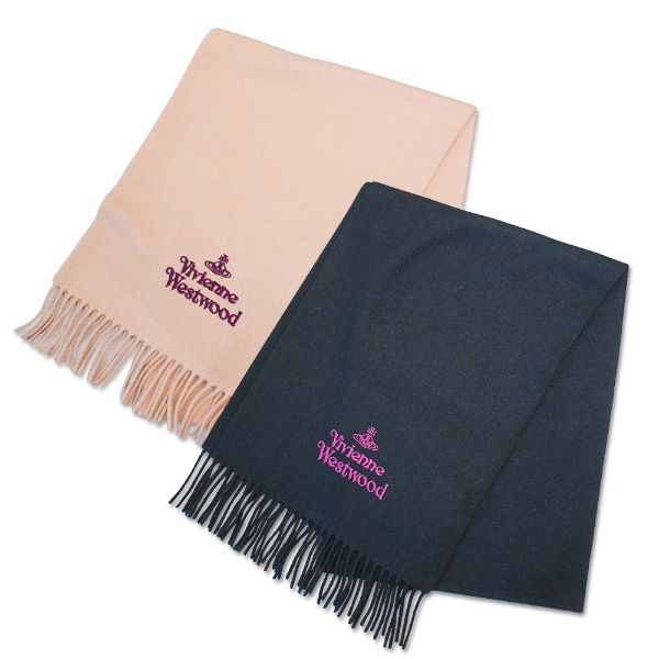 圖片 Vivienne Westwood 土星刺繡Logo羊毛流蘇圍巾(多色任選)